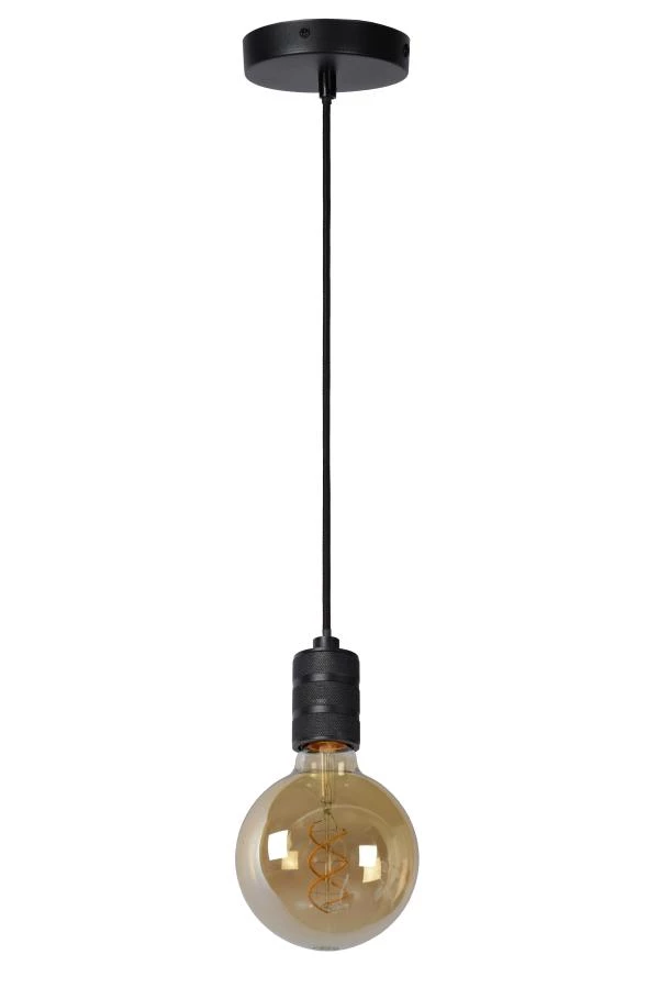 Lucide JOVA - Hanglamp - Ø 10 cm - 1xE27 - Zwart - uitgezet